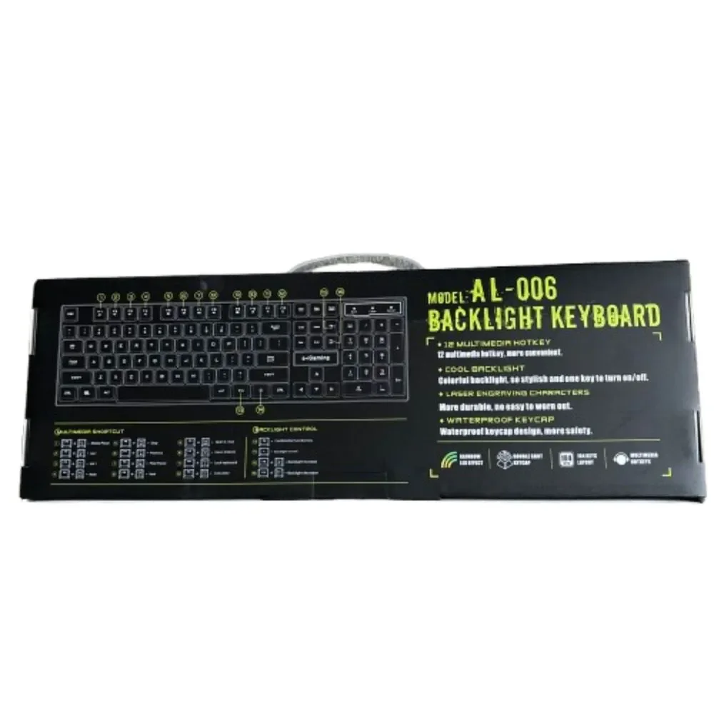 e<gaming AL-006 Rainbow LED Effect Keyboard w/Backlight 104 Waterproof Keycaps